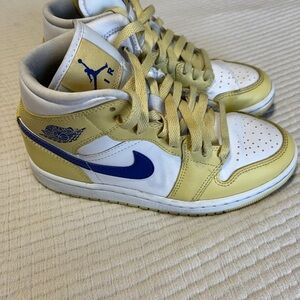 Youth Nike Air Jordan yellow and purple